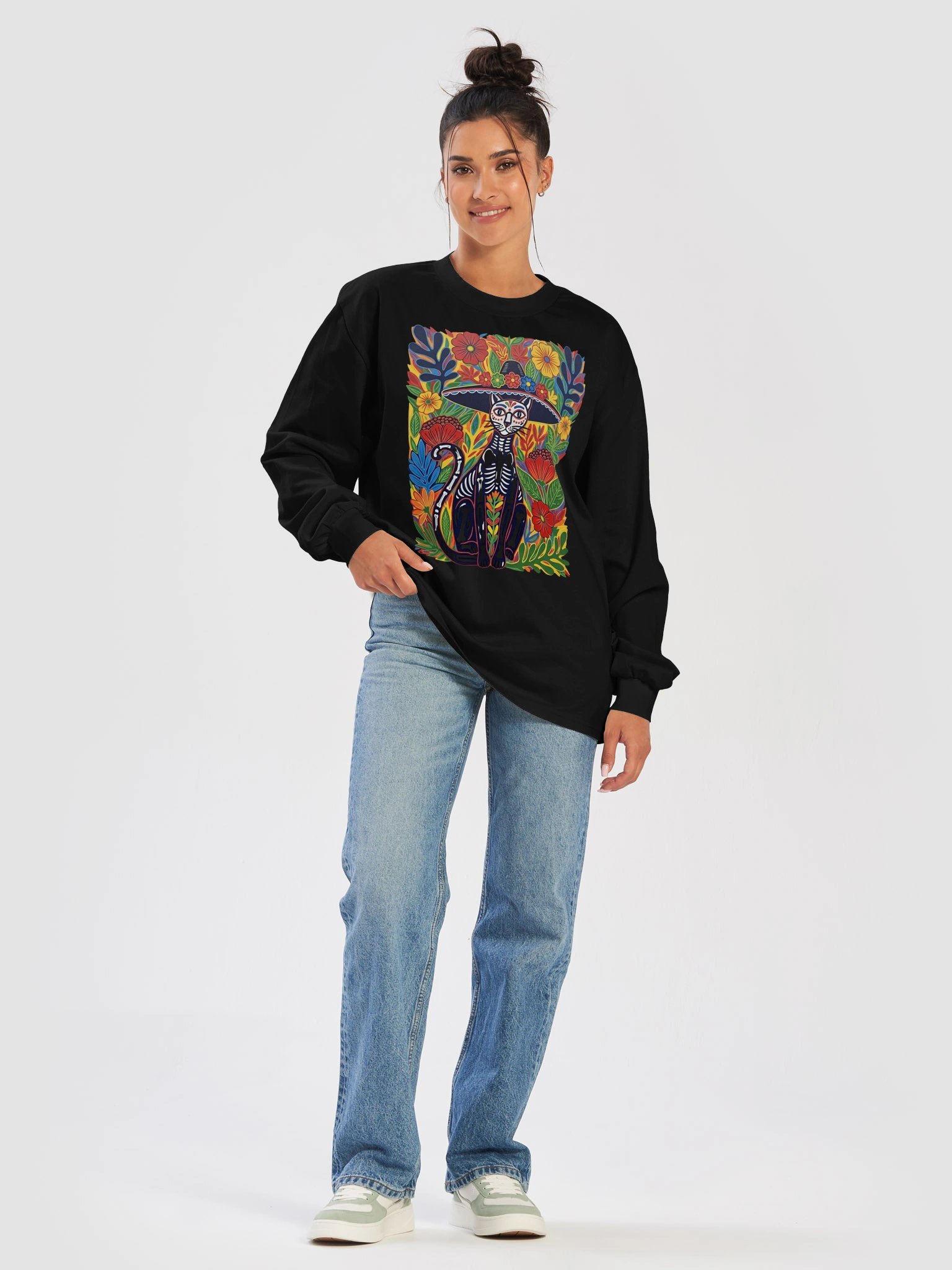 Day of the Dead Cat Folk Art Long Sleeve product image (20)