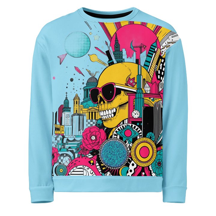 Surreal Skull City All-Over Print Sweatshirt product image (1)