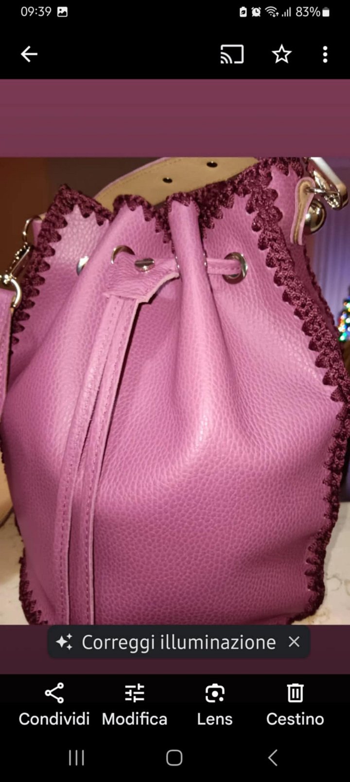 Borsa a sacco "Violetta" in pelle product image (1)