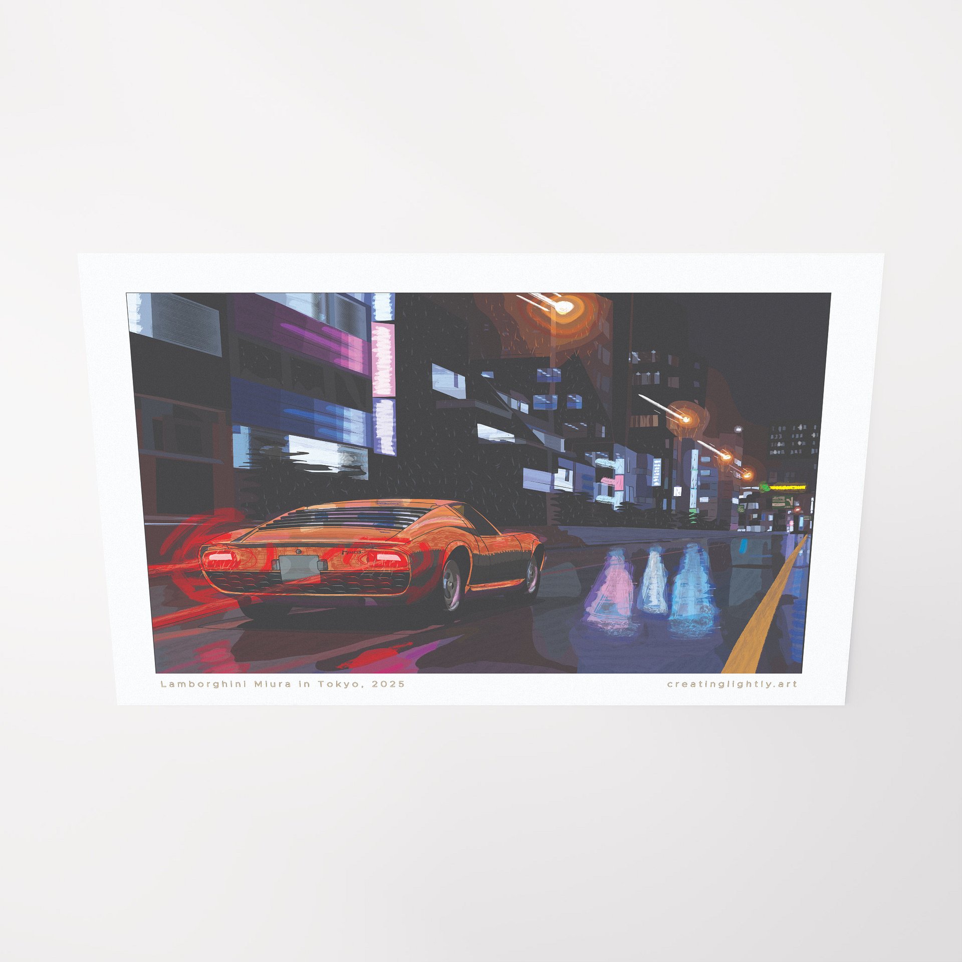 "Lamborghini Miura in Tokyo" Original Artwork Print product image (4)
