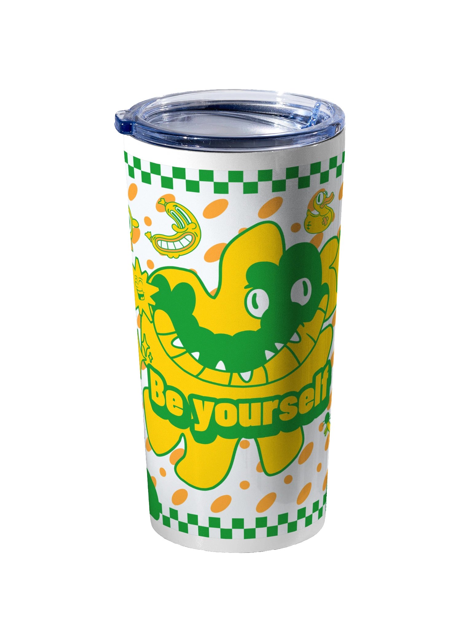 20oz Stainless Steel Tumbler with Lid - Cute Alligator Be Yourself Cartoon Design, Insulated Funny Crocodile Retro Animal Travel Cup by BoldPixel product image (2)