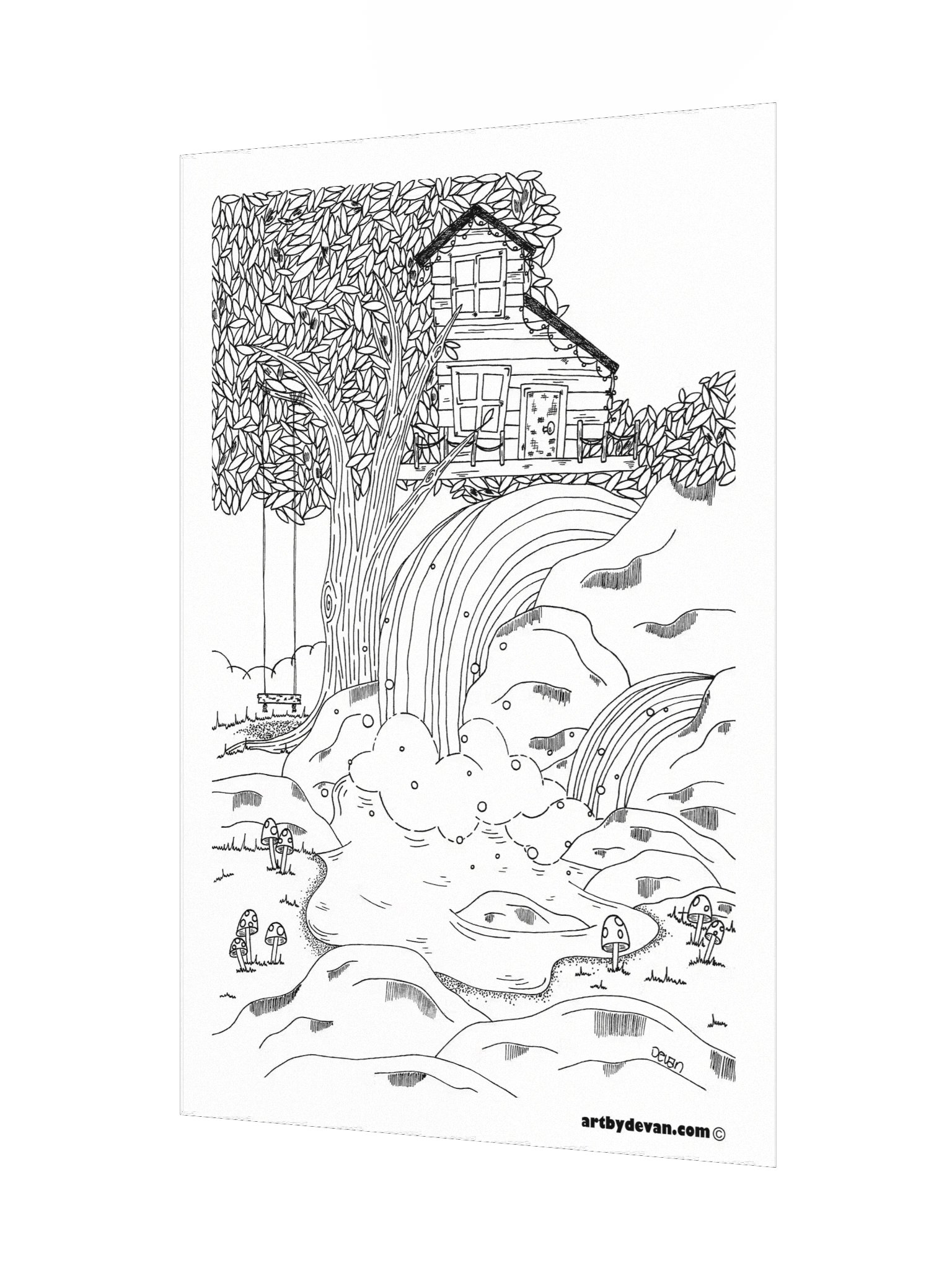 Color Your Own Art: Treehouse Waterfall product image (3)