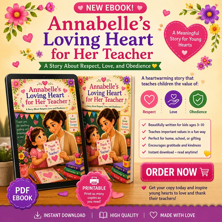 Annabelle’s Loving Heart for Her Teacher | Children’s Storybook PDF | Printable | Ages 3–6 | Instant Download product image (1)