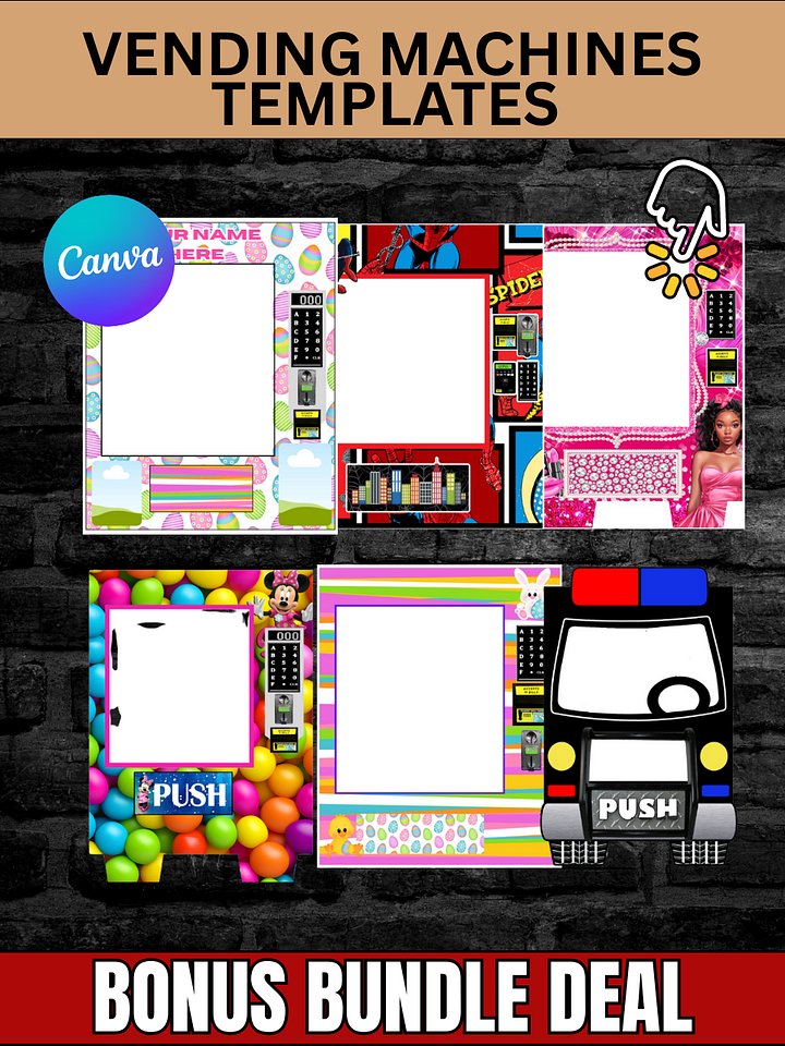 Vending Machine Bundle Bonus - 8x10 12x15 and 12x16 Templates - with Full DIY Tutorials - Editable in Cava Photoshop PSD PNG ZIP product image (2)