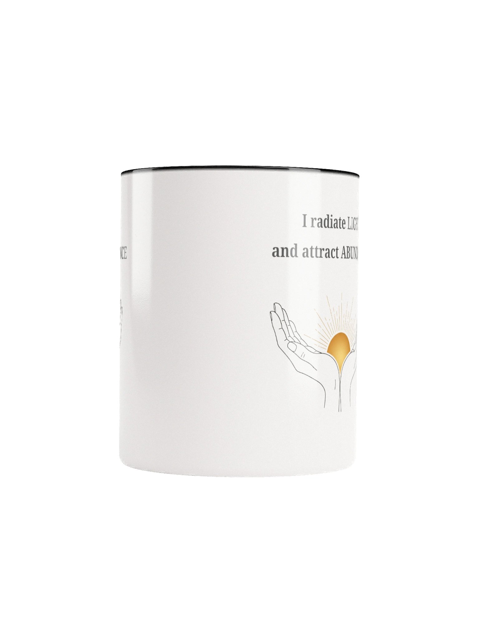 Hands Holding Sun Line Art & Quote – I Radiate Light and Attract Abundance Ceramic Mug product image (5)