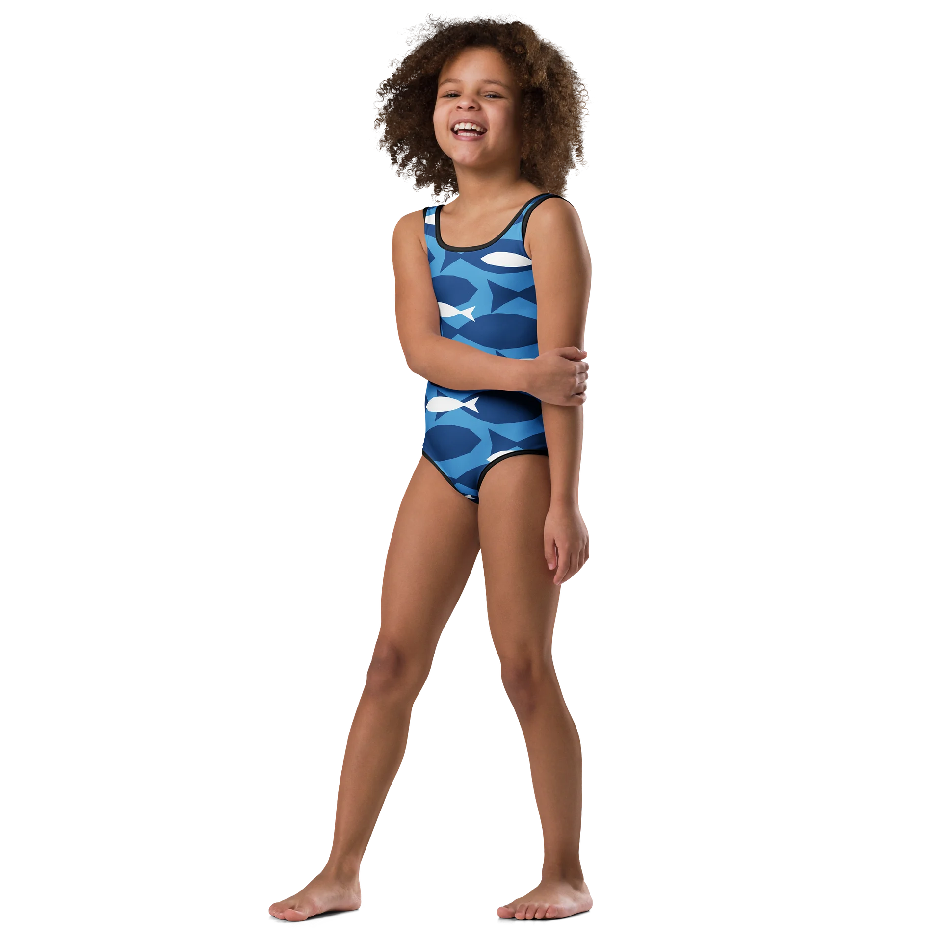 Blue Fish Pattern Kids Swimsuit product image (4)
