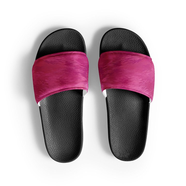 Fuscia Pink Brushstrokes Women's Slides product image (2)