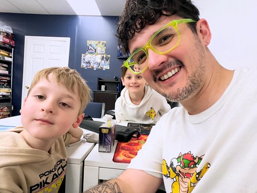 Pokémon TCG Chaos Rising Prerelease last night with my two fave dudes.