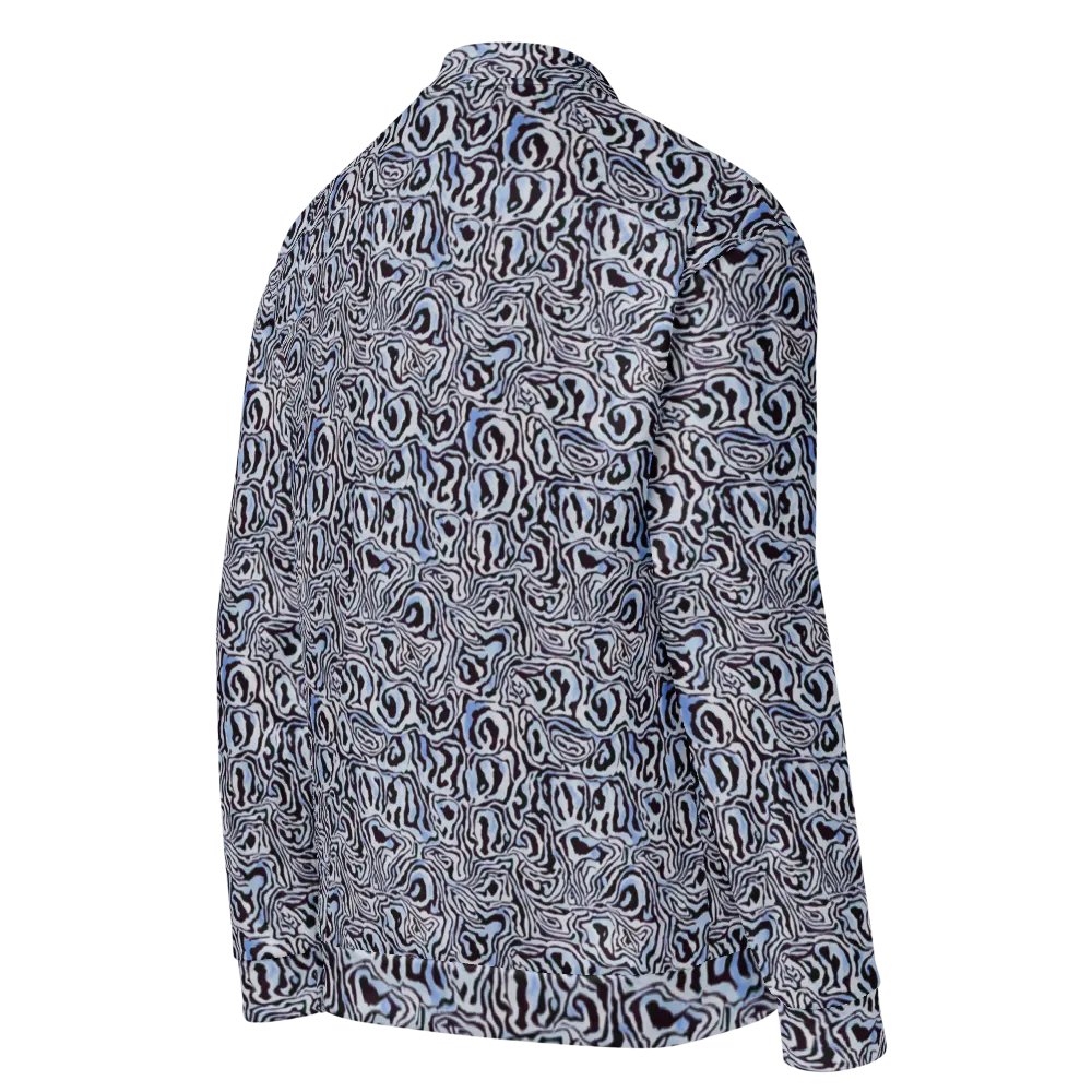 Blue Black Snake Pattern Bomber Jacket product image (4)