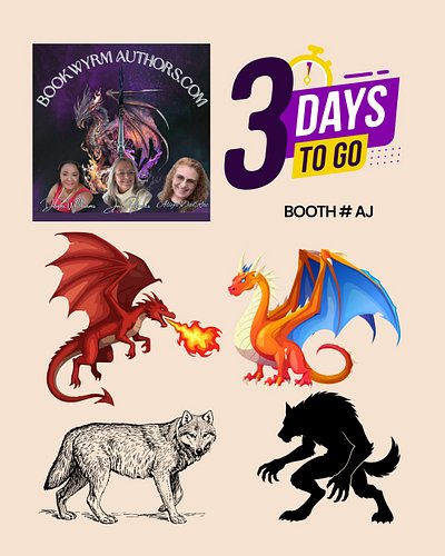 3 days to go!!! #gencon2026 #bookwyrmauthors #bookwyrmauthorsanthology #jorireevesauthor  #danniwilliamsauthor  #aliyadalrae