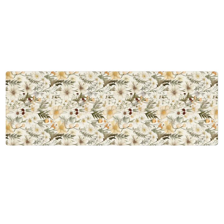 White Floral Yoga Mat by Treasure Pie product image (1)