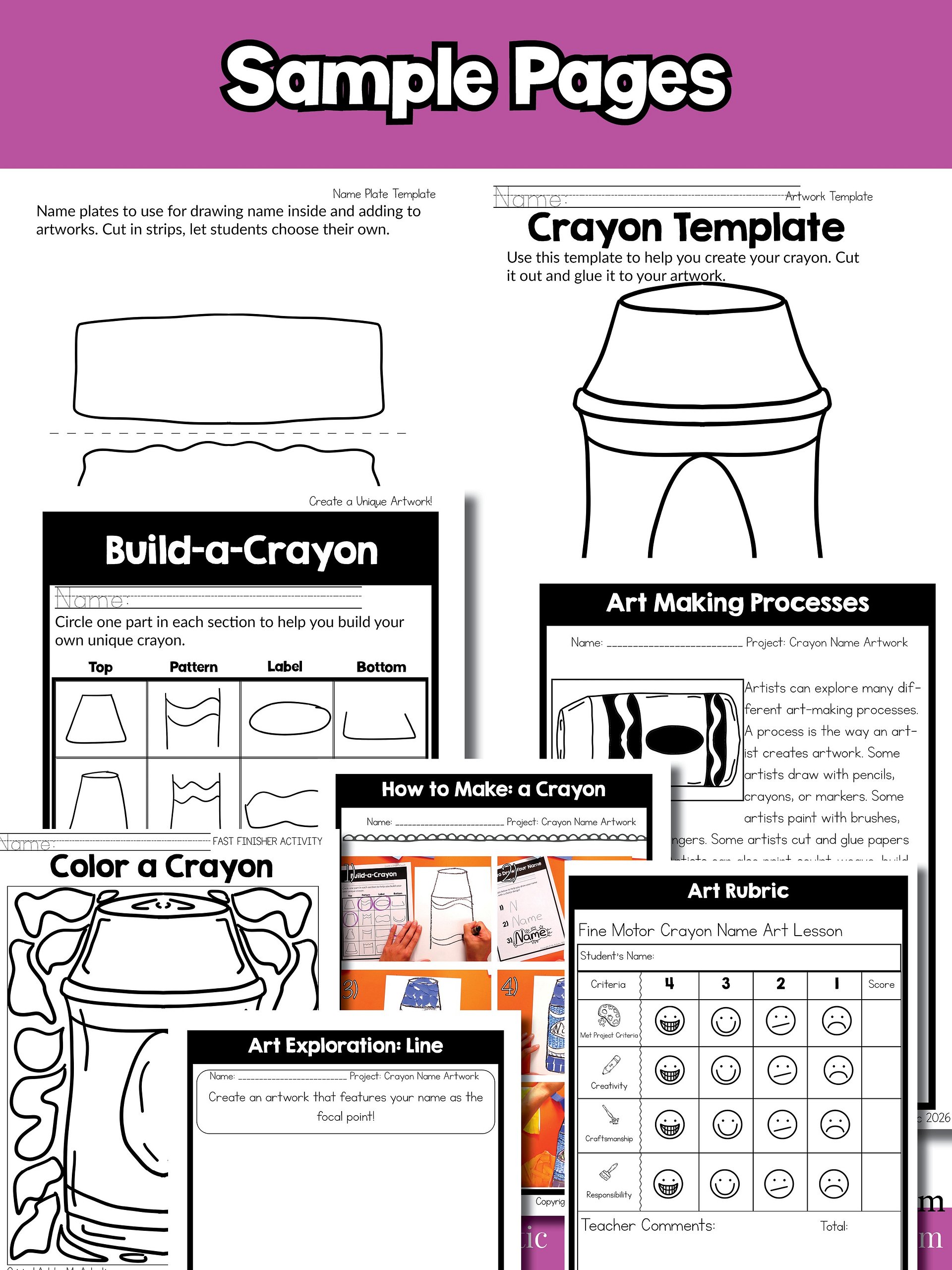 1st Grade Back to School Name Art Lesson Fine Motor Skills Crayon Art Project product image (9)