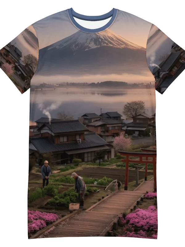 Mount Fuji T-Shirt Dress | Oversized Casual Graphic Dress product image (1)