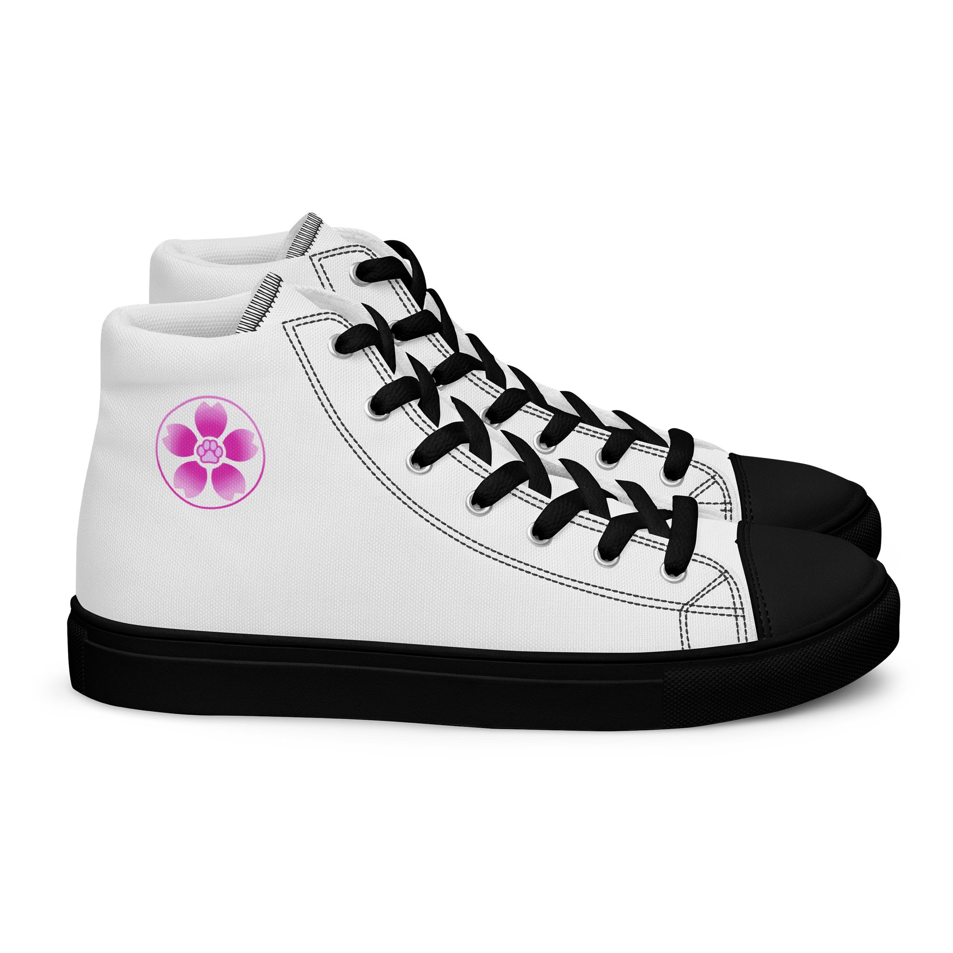 Moo Cherry Pawsom Logo Women's High-Canvas Shoes (White) product image (1)