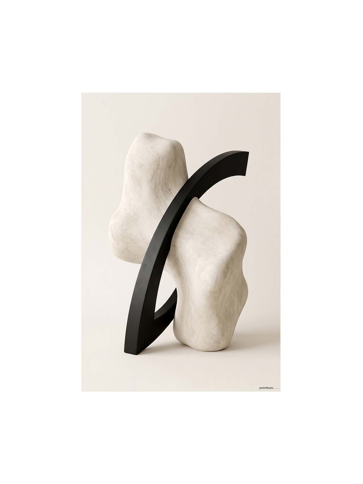 Black Arc & White Mass - Abstract Organic Sculptural Wall Art product image (1)