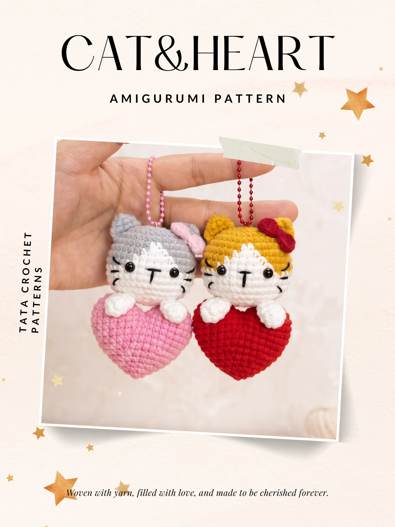 PDF Pattern | Crochet Cat With Heart Amigurumi Keychain product image (2)