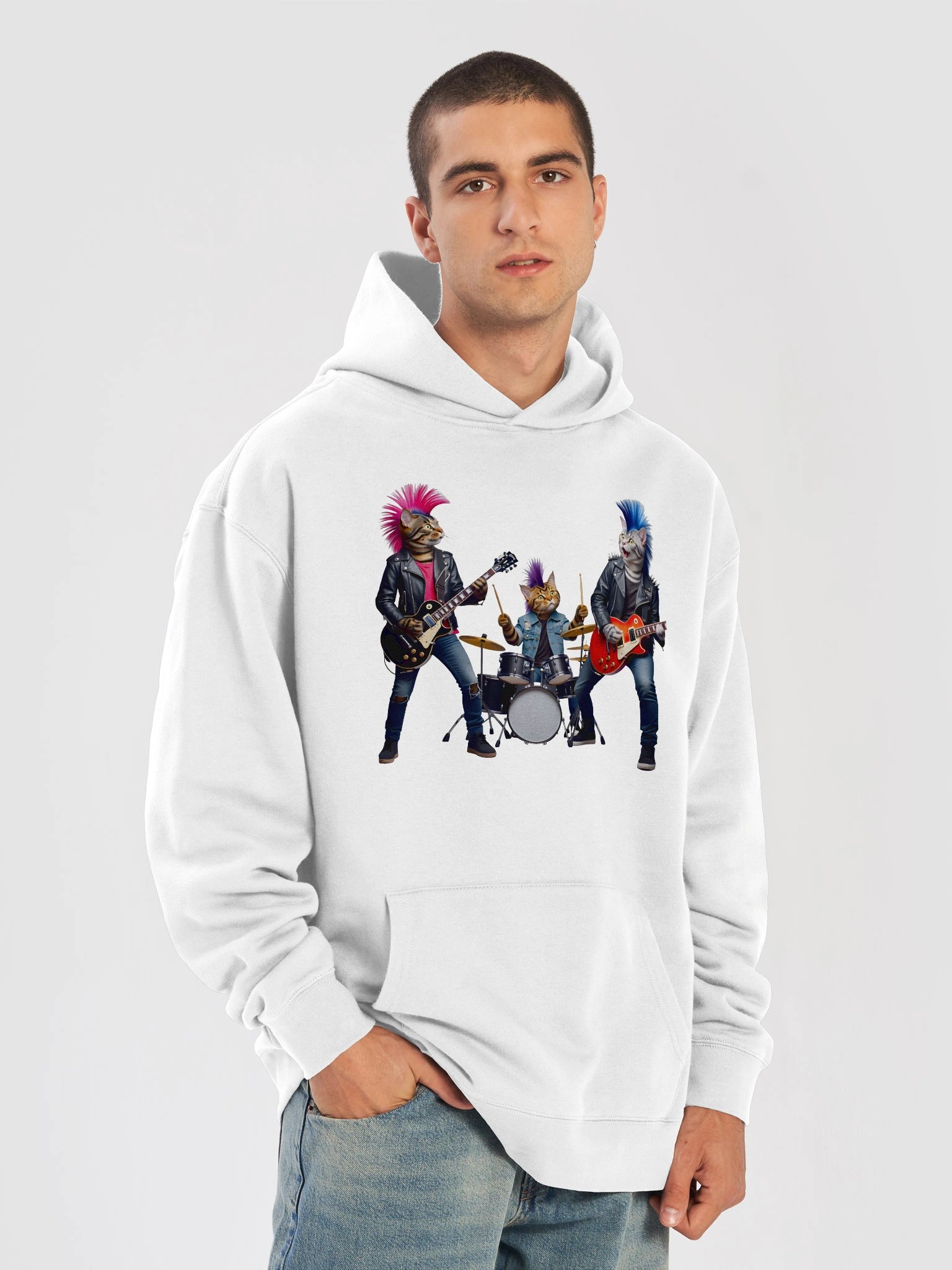 Punk Rock Cats Unisex Oversized Hoodie product image (19)