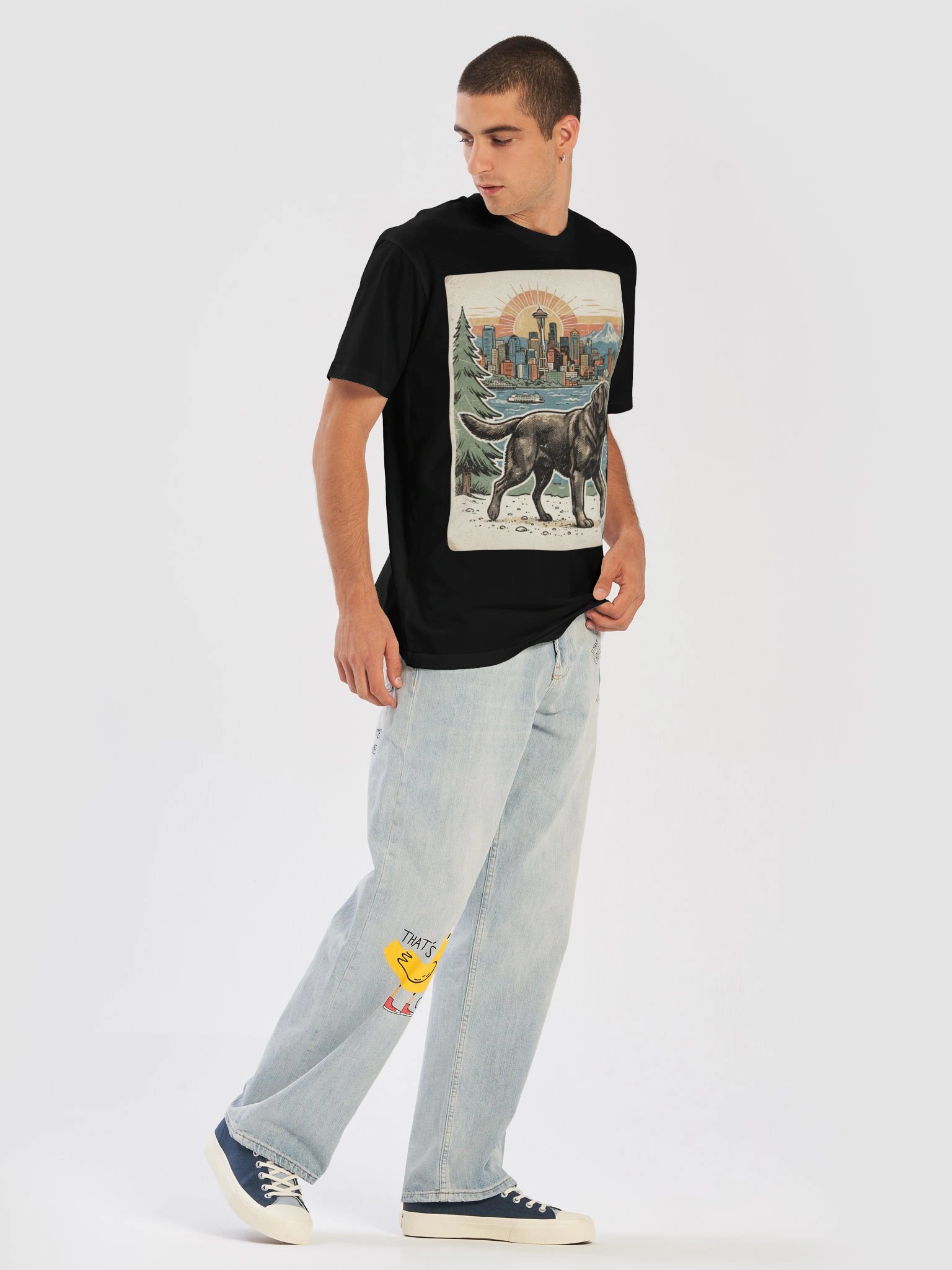 Vintage Black Labrador Seattle Graphic T-Shirt product image (3)