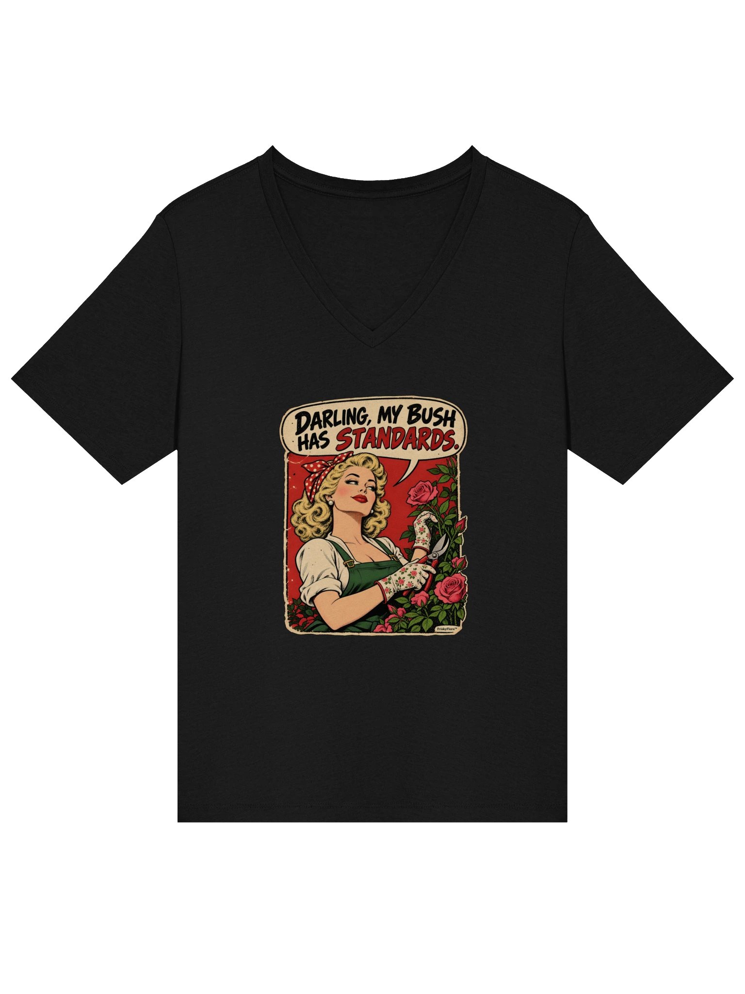 Darling, My Bush Has Standards Pin-Up V-Neck Tee product image (11)