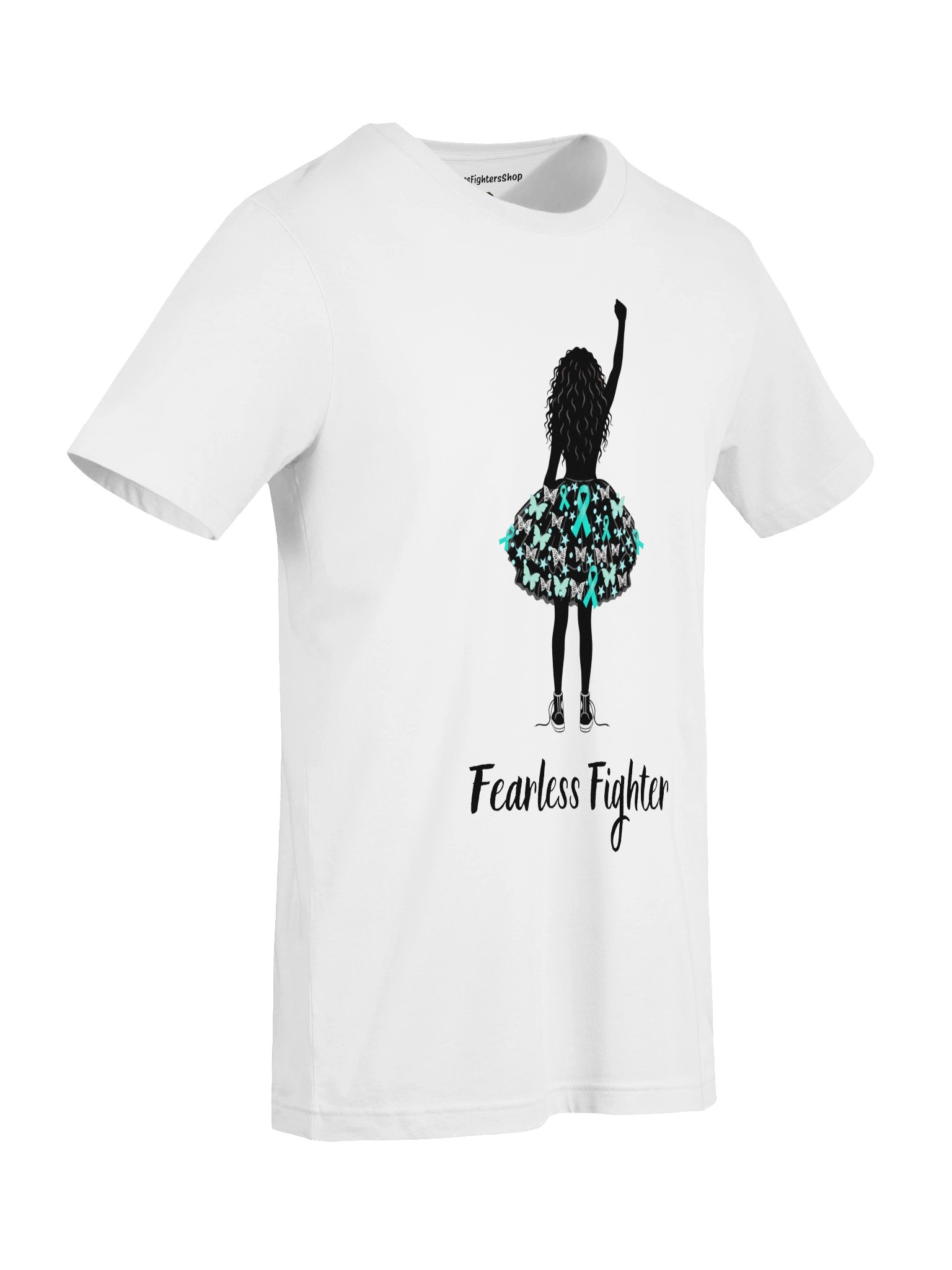 Ovarian Cancer - Fearless Fighter Unisex T-Shirt [white] product image (3)