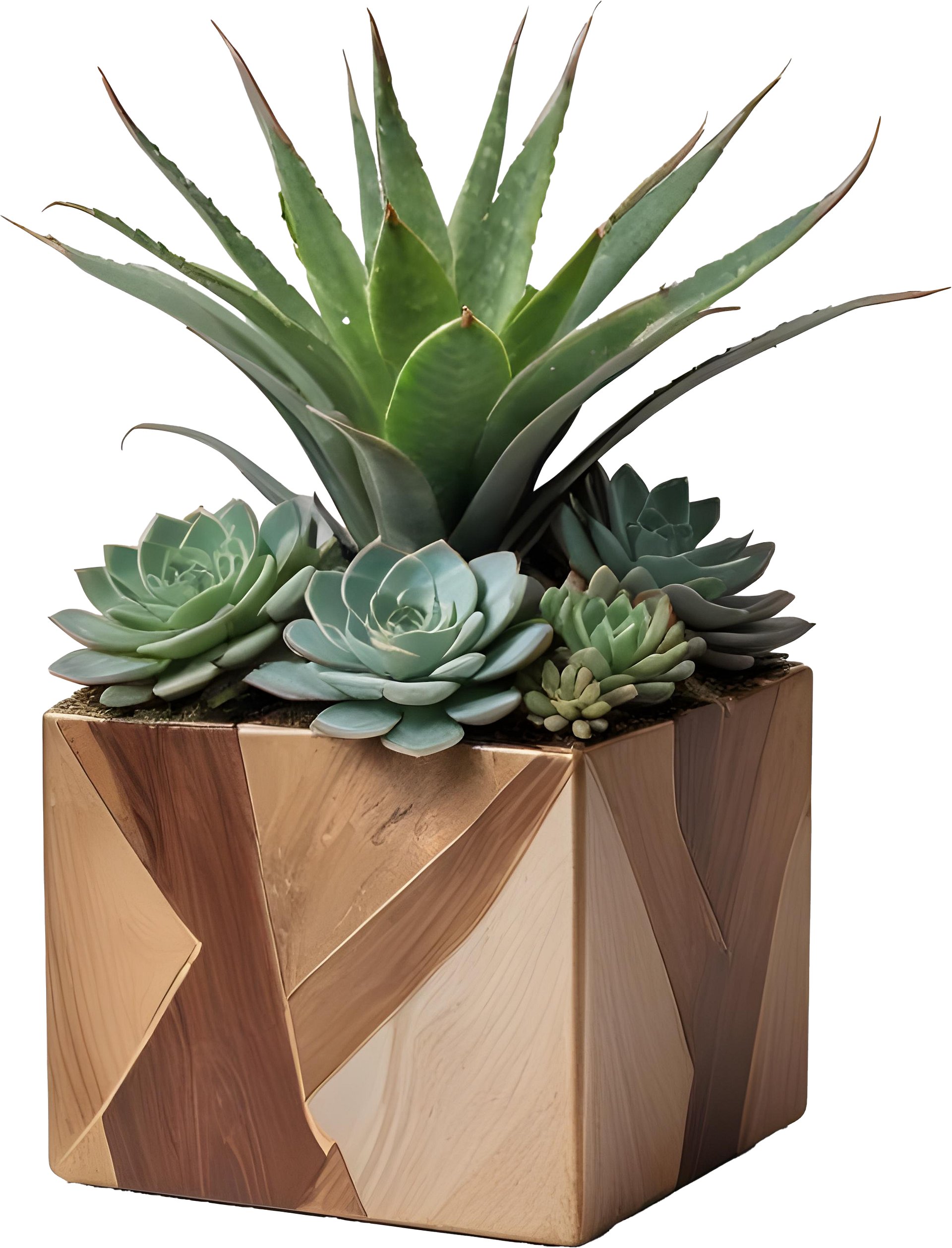 Earthly Symphony – Cube Succulent Vase PNG product image (1)