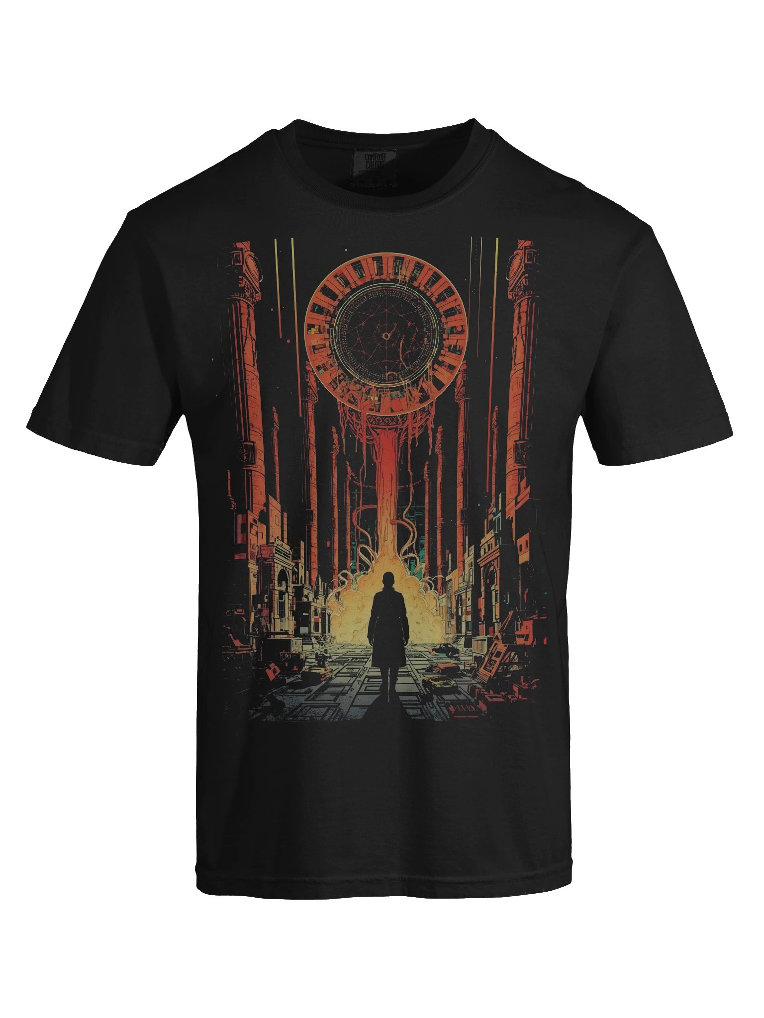 Neon Portal City Sci-Fi Heavyweight T-Shirt product image (2)