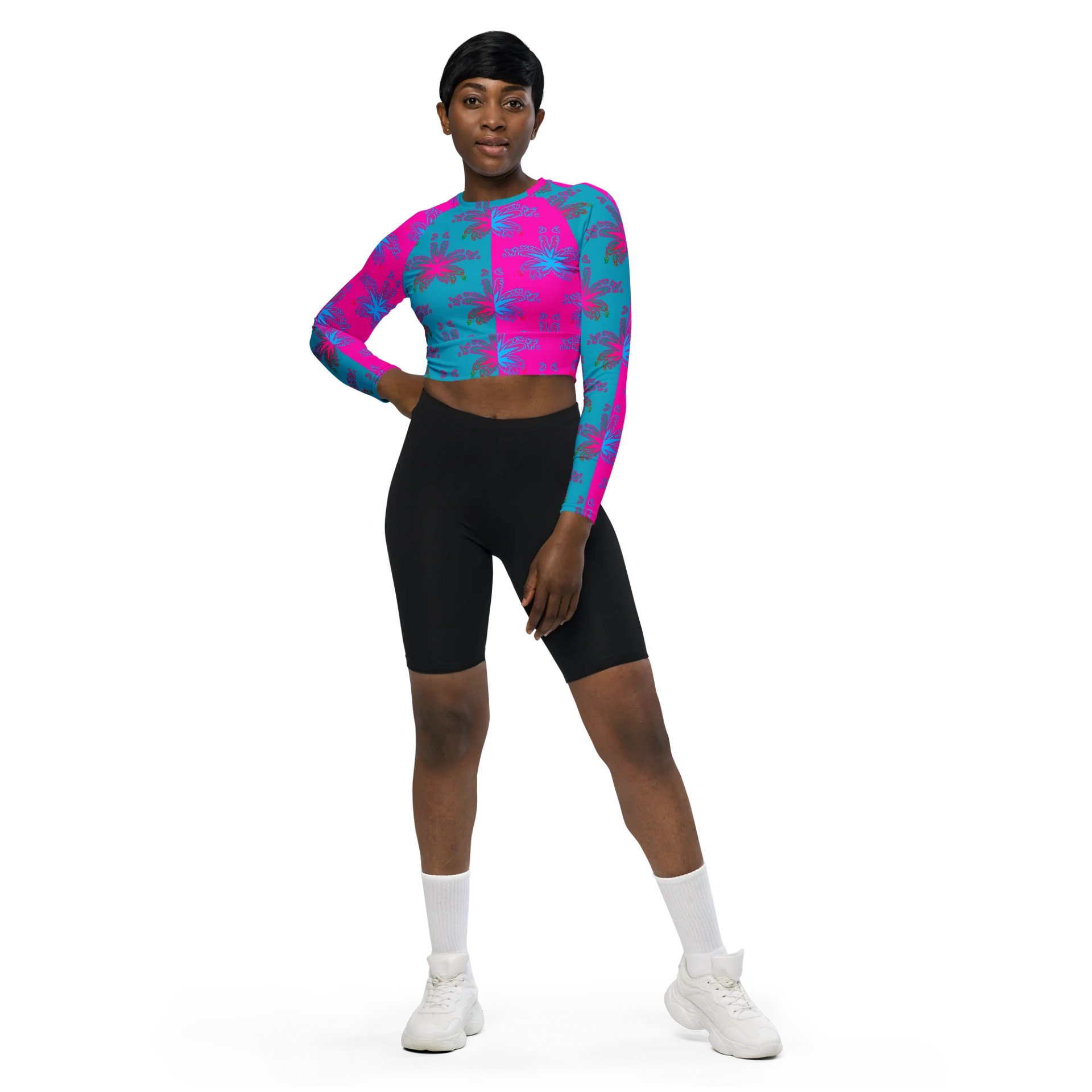 Cotton Candy Color Cannabis Stoner Shirt, Ganja Weed Festival Fashion Recycled Long-Sleeve Crop Top, 420 Summertime Twisted Budz Beach Style product image (5)