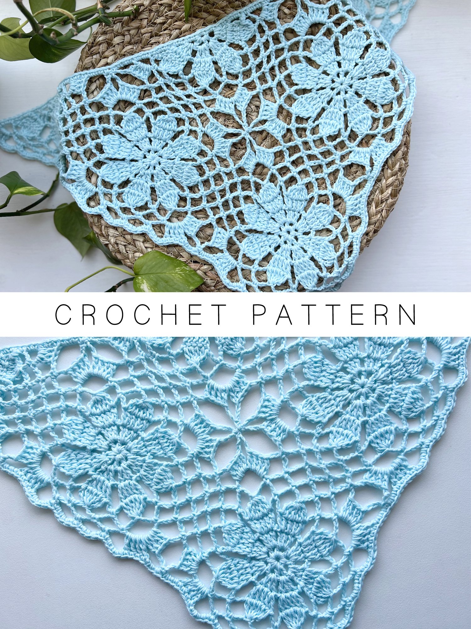 Crochet Pattern: Lacy Bandana with Flower Squares product image (1)