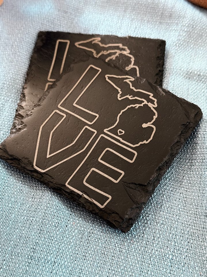 Michigan Love Slate Coasters (4 pack) - Because Your Drink Deserves a Mitten Hug! product image (1)