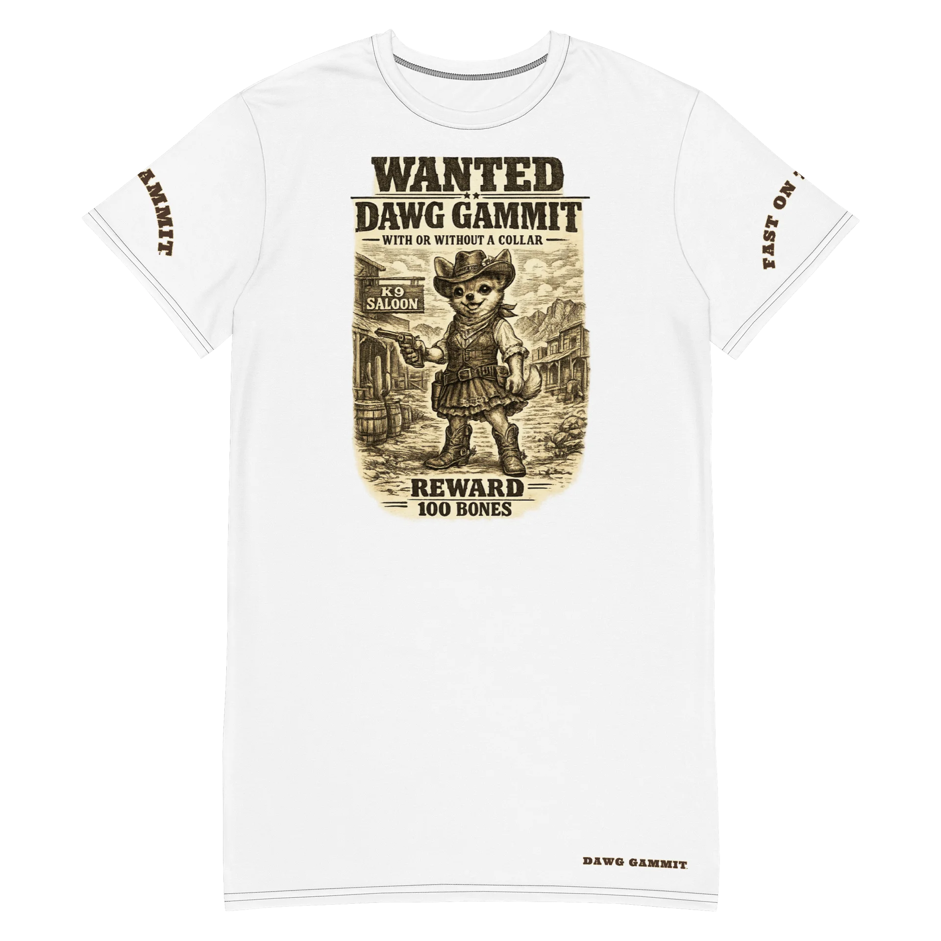 Dawg Gammit Wanted Chihuahua T-shirt Dress product image (3)