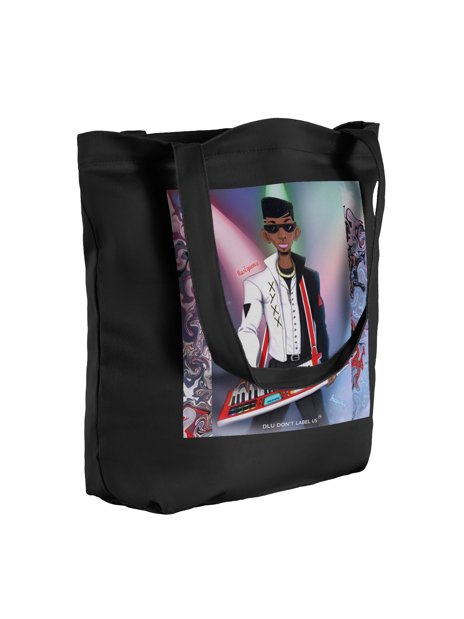 DLU DON’T LABEL US® Retro Rockstar Keytarist Tote Bag product image (4)