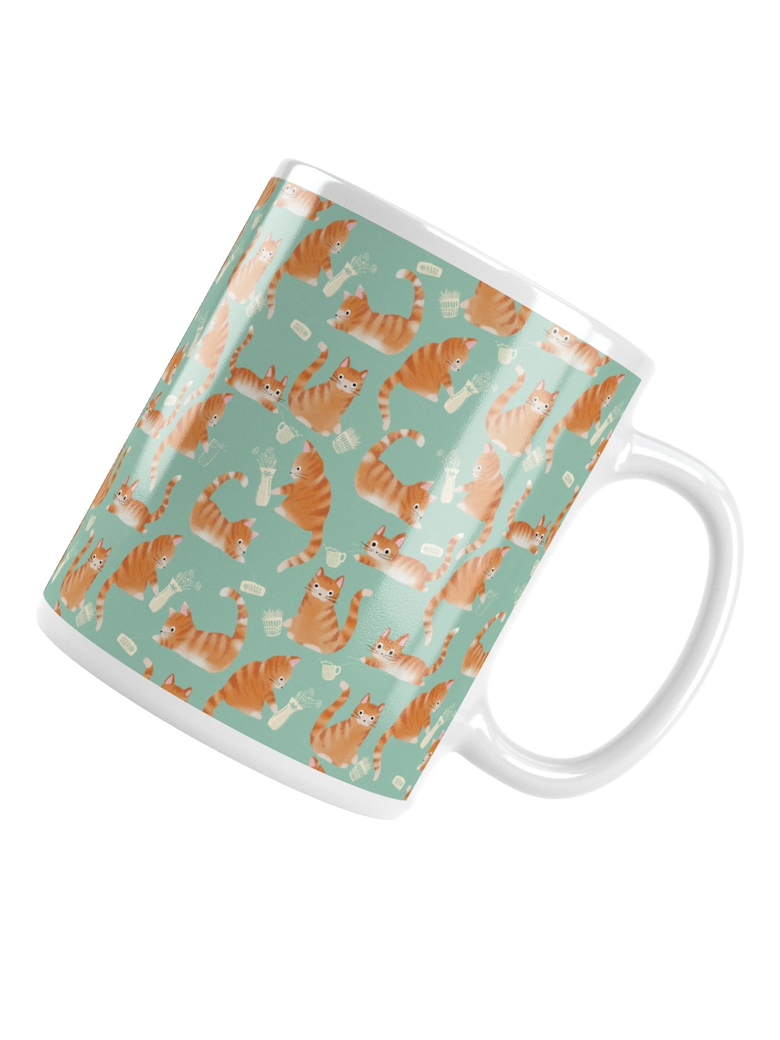 Bad Orange Tabby Cats Knocking Stuff Over Mug, Green product image (4)
