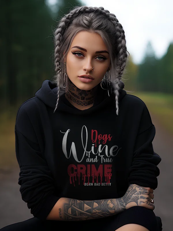 Dogs, Wine and True Crime women's Hoodie product image (1)