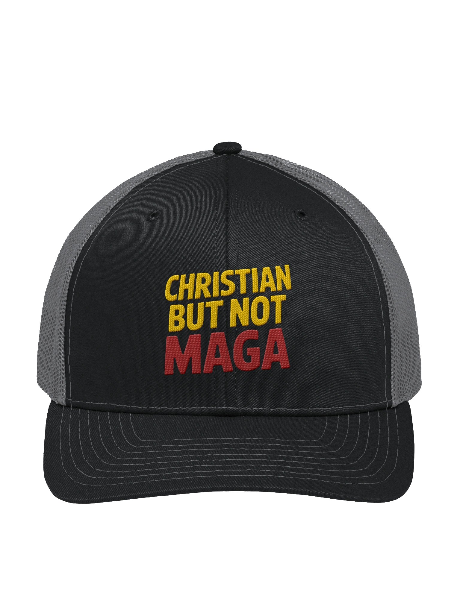 Christian But Not MAGA Premium Embroidered Richardson Trucker Hat product image (6)