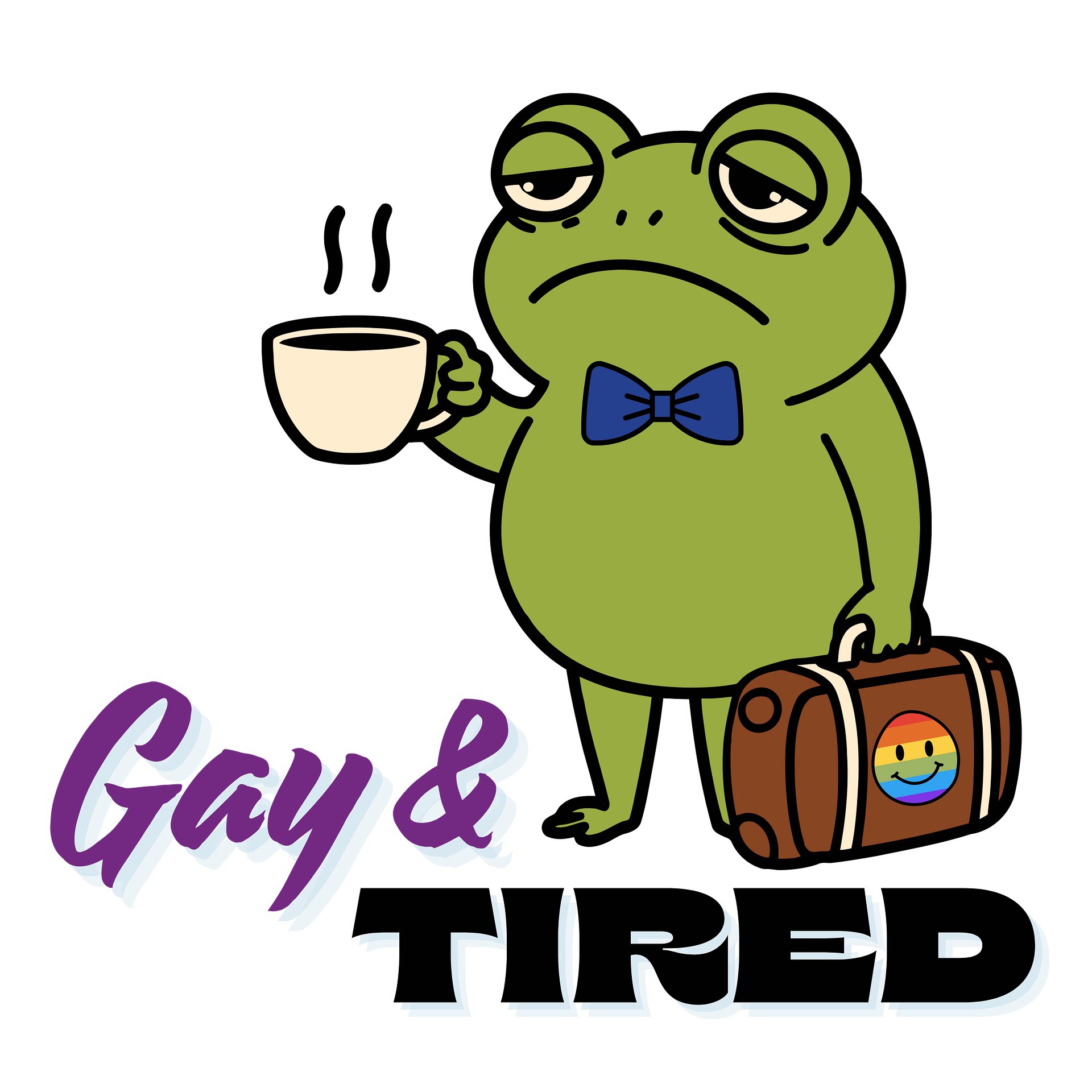 Gay & Tired Frog Sticker (3" x 3") product image (2)
