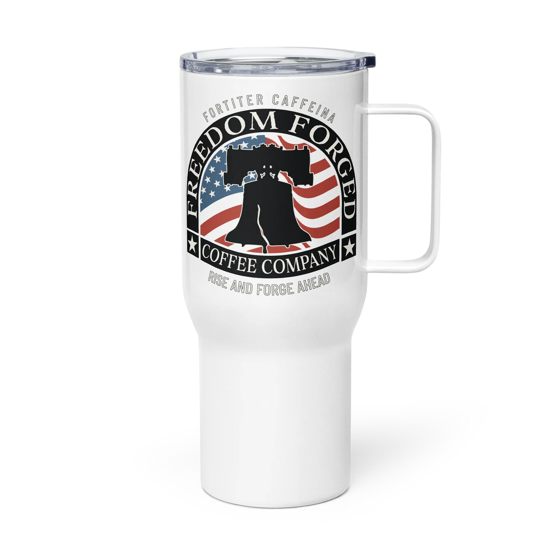 Freedom Forged Travel Mug with Handle, Insulated. Liberty Bell Logo product image (4)