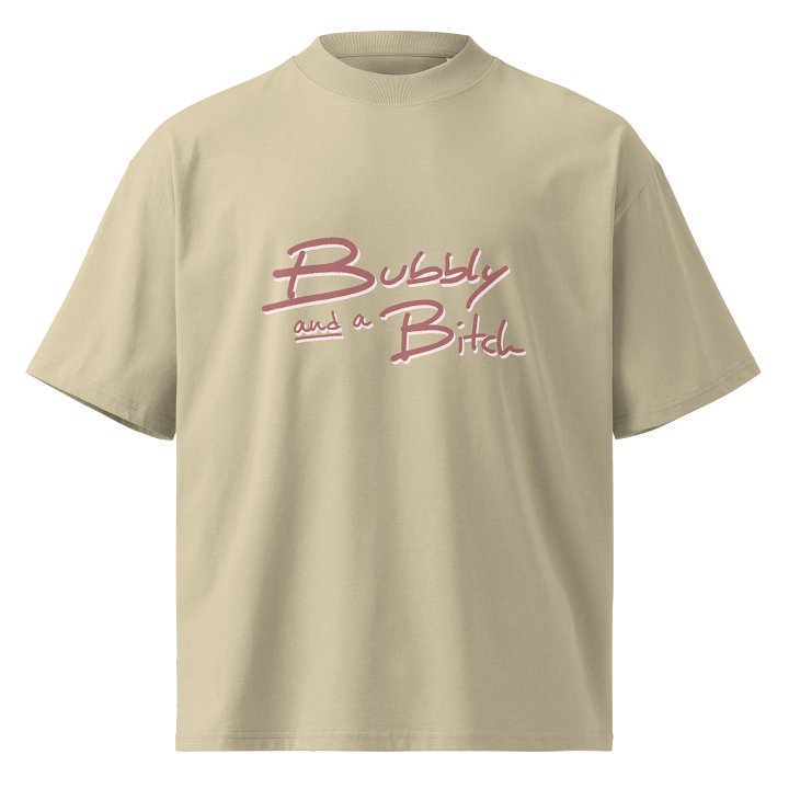 Bubbly and a B*tch (mauve print) unisex boxy tee product image (1)