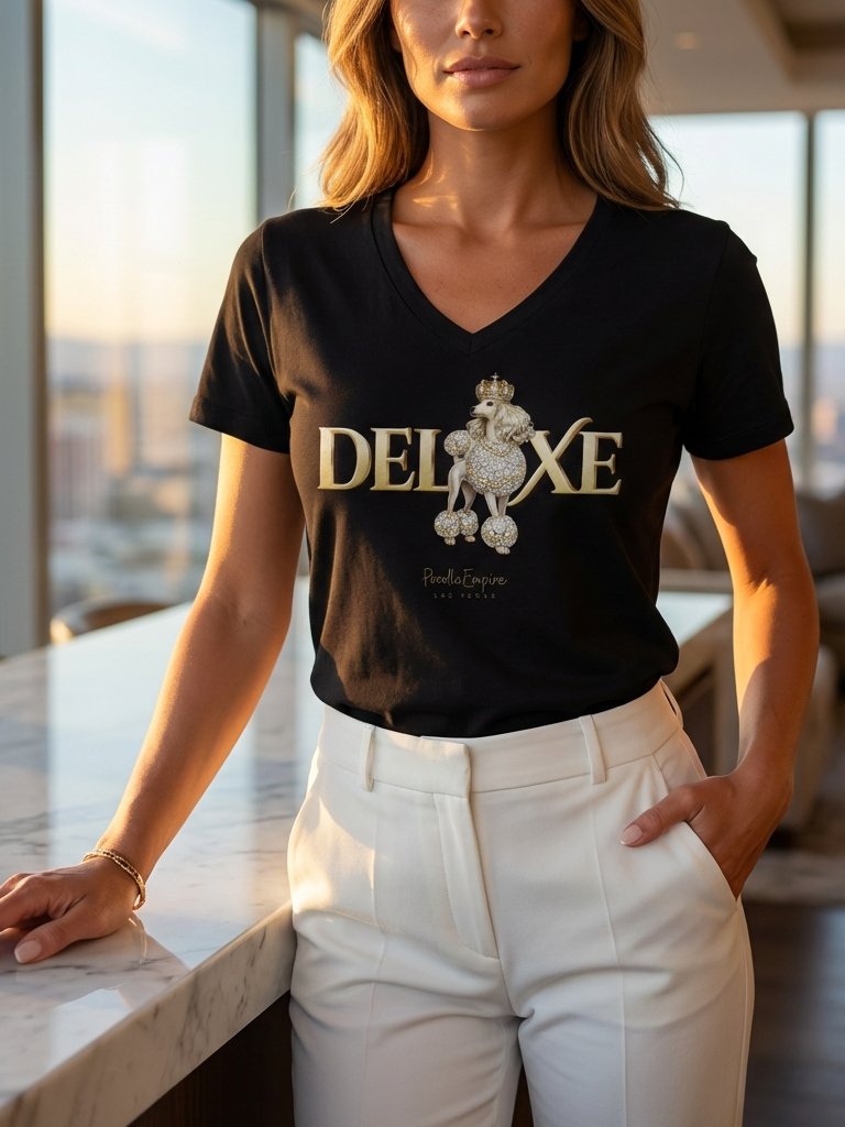 Deluxe White Poodle V-Neck Tee | Poodle Empire product image (3)