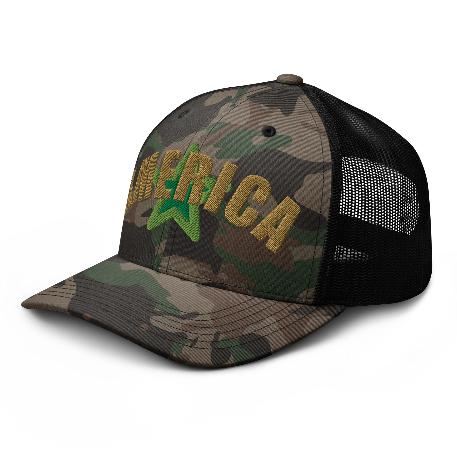 America Green Star Camo Trucker Hat product image (4)