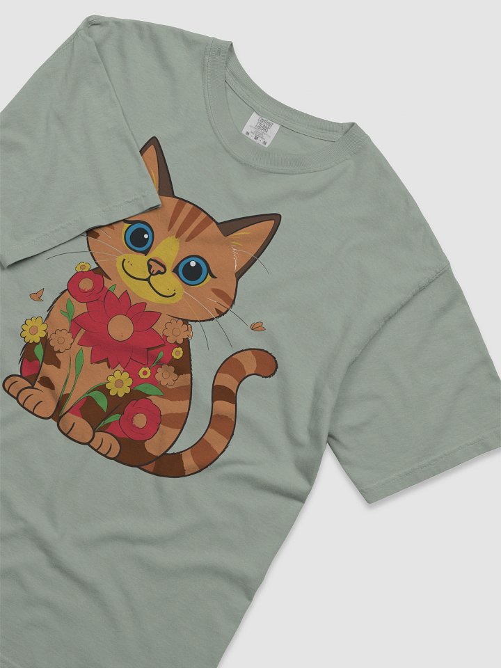 Striped Cat and Floral Bliss T-Shirt product image (1)