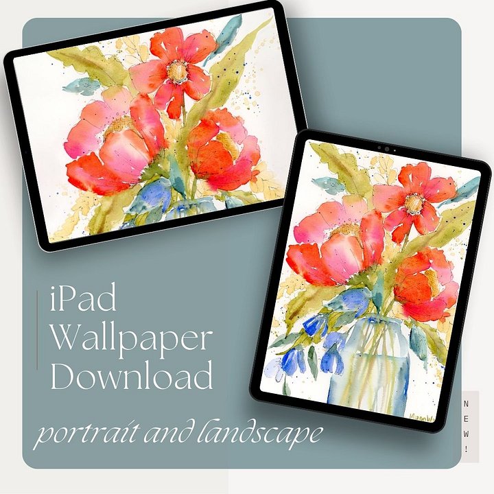 Poppin' Poppies Watercolor Digital Wallpaper Bundle product image (2)