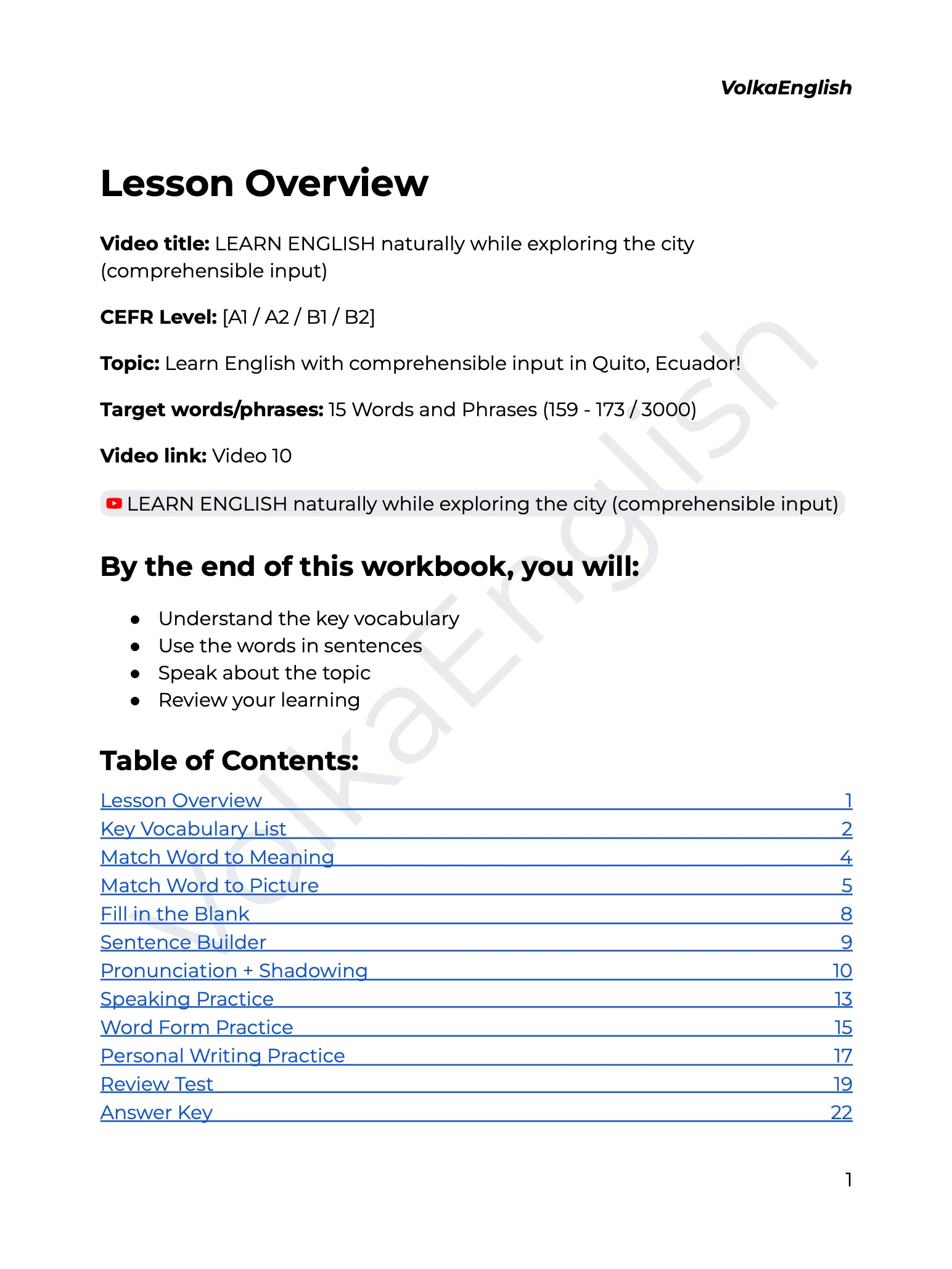 LEARN ENGLISH naturally while exploring the city (comprehensible input) - Video 10 Study Pack product image (2)