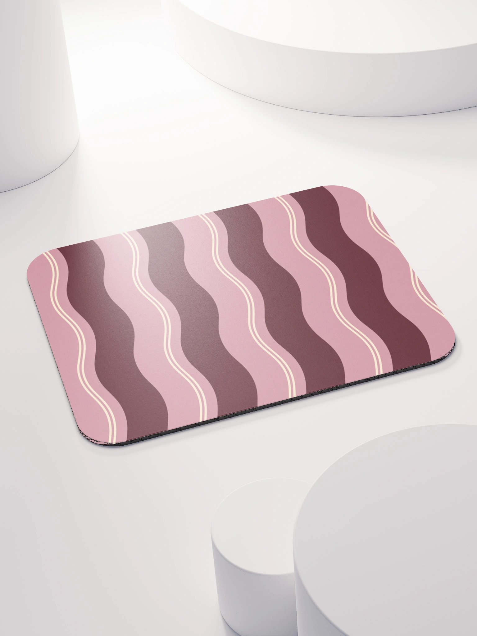 Rose Ribbon Gaming Mouse Pad — Pink & Burgundy Stripes product image (4)