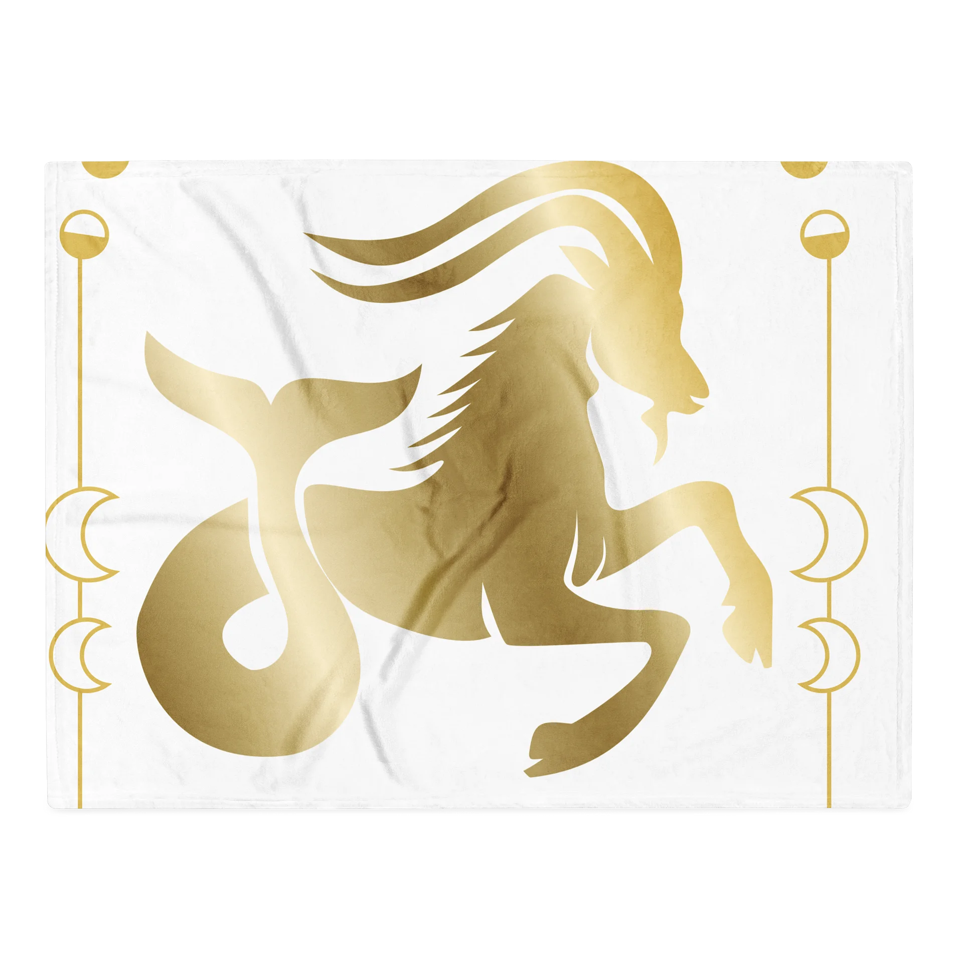 Capricorn Zodiac Blanket — Gold & White Sea Goat Pencil Art Throw for Witchy Bedroom Décor product image (2)
