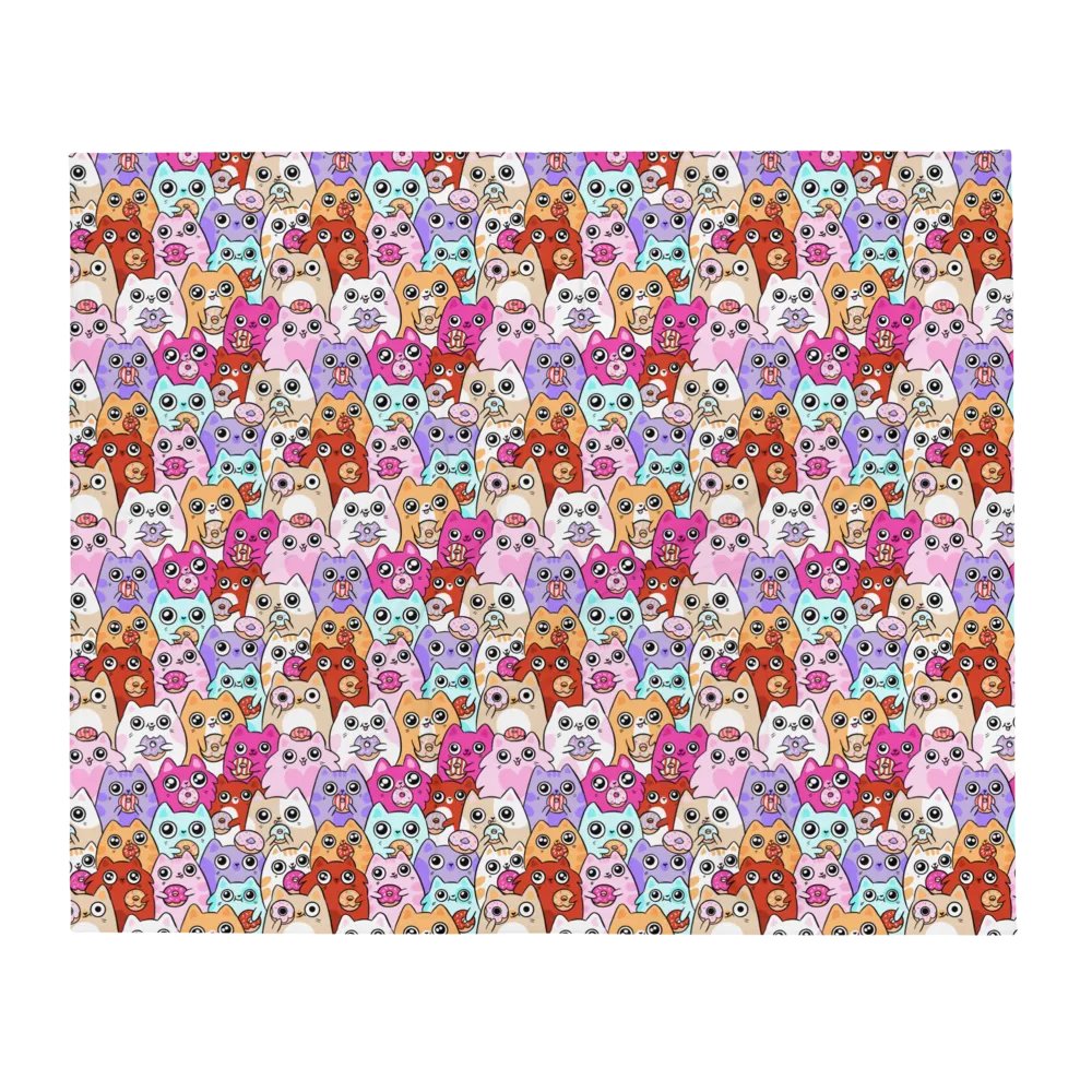 Whimsical Cat Faces and Doughnuts Throw Blanket product image (12)