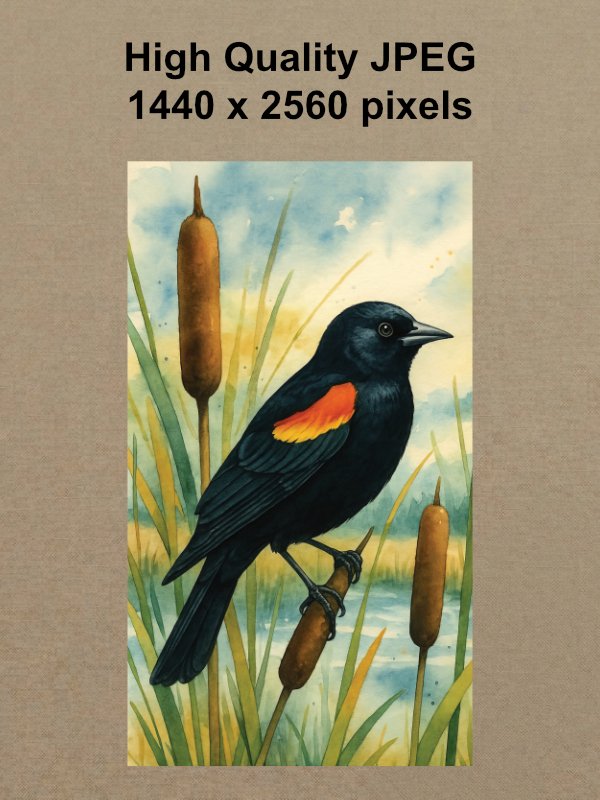Red-Winged Blackbird Phone Wallpaper product image (2)