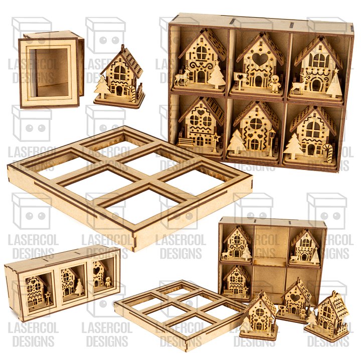 Christmas Houses Ornaments Boxes Set 1 (8 Houses Styles) - Laser Cut Files product image (2)