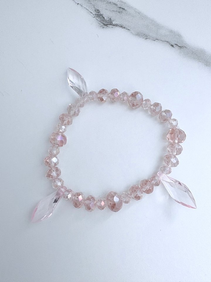 MFD-00051 | Blush Crystal Radiance | Faceted Glass Bead Bracelet | Handmade 7.5" Coastal Charm | by Monique Faella Designs™ product image (2)