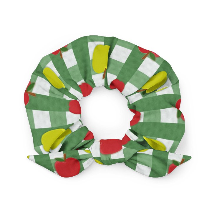 Apple Gingham Pattern-Green Background Scrunchie product image (1)