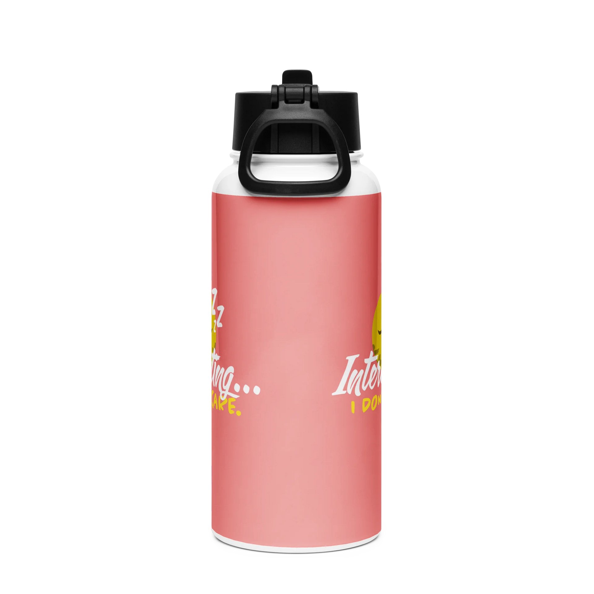 "I Don't Care" Stainless Steel Water Bottle (Pink) product image (4)